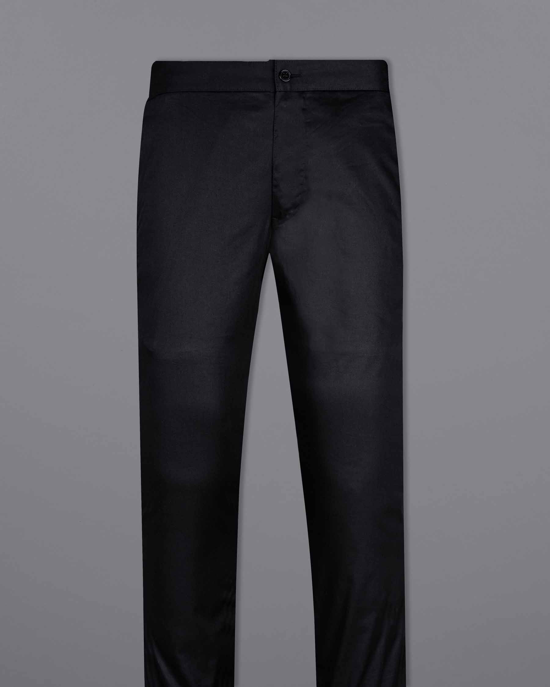 BLACK SLIM-FIT STRIPED COTTON & LINEN PANTS – WearManStyle